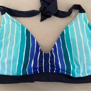 Athleta Blue Striped Bikini Top